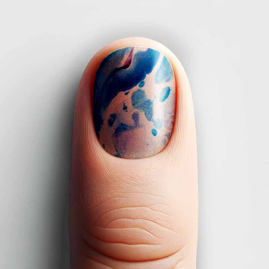 Blue Marble nail wrap design showcasing marble effect nails.