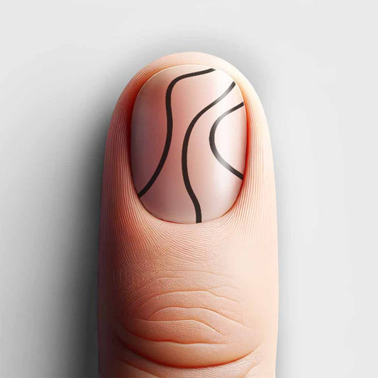 Flowing Lines nail wrap with abstract black line nail art design