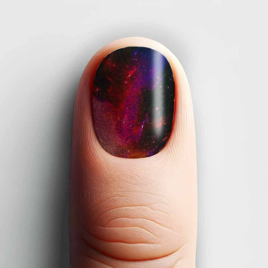 Close-up of Printworks' Space nail design, capturing the essence of galaxies and cosmic beauty in space nail art.